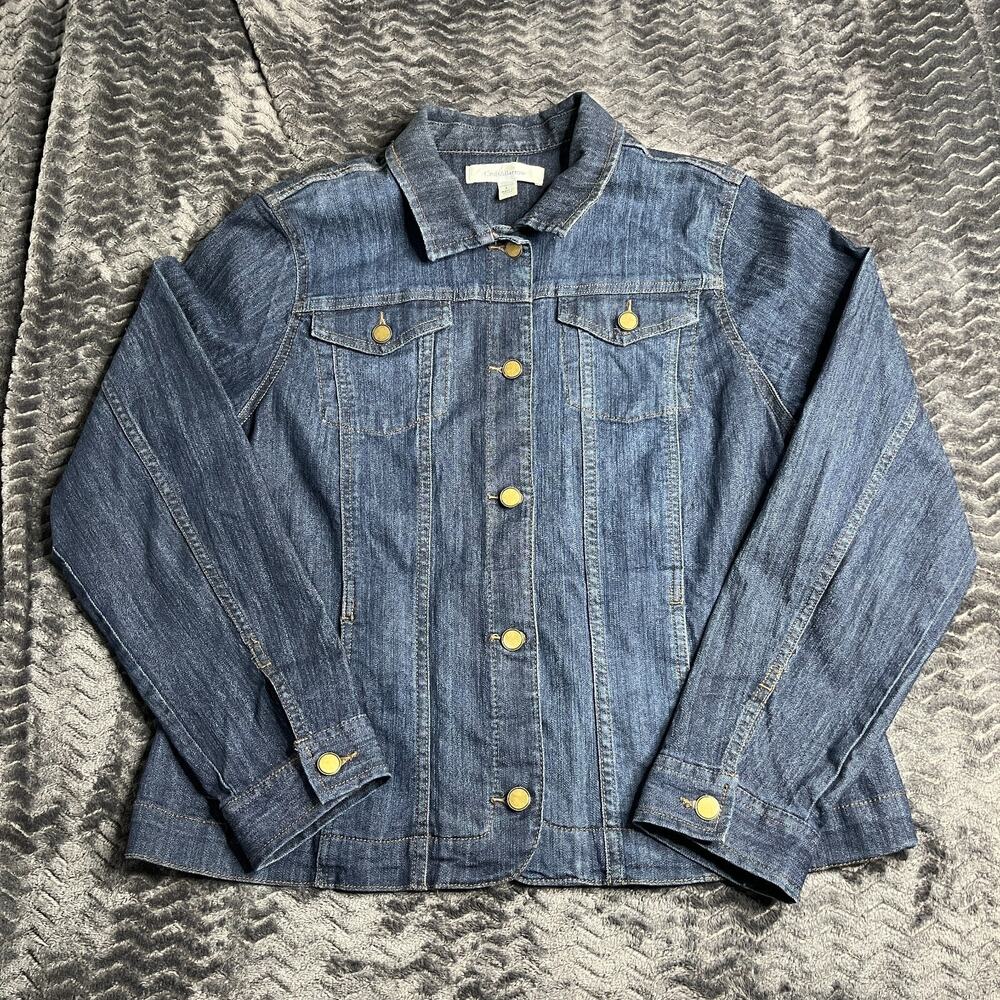 Croft & Barrow Long Sleeve Button Up Jean Jacket Womens Size Large Blue
